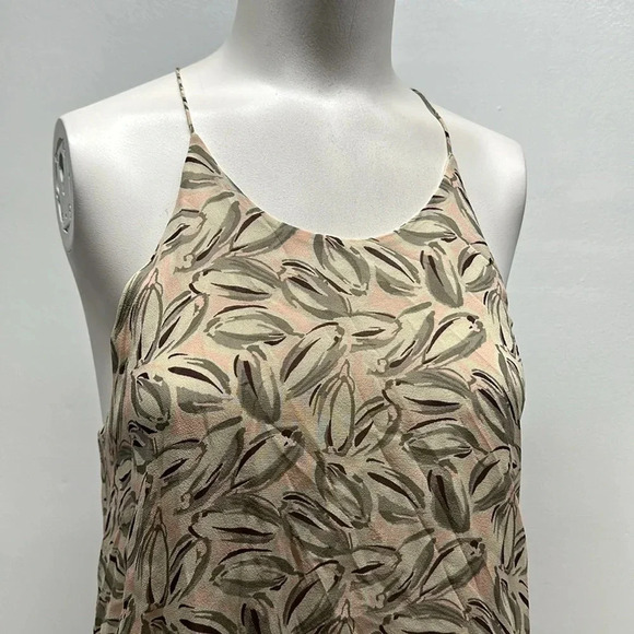 Theory Brylia Tank Top Blouse Sleeveless Shirt Pure Silk Leaf Ivory Size Small - Picture 2 of 9